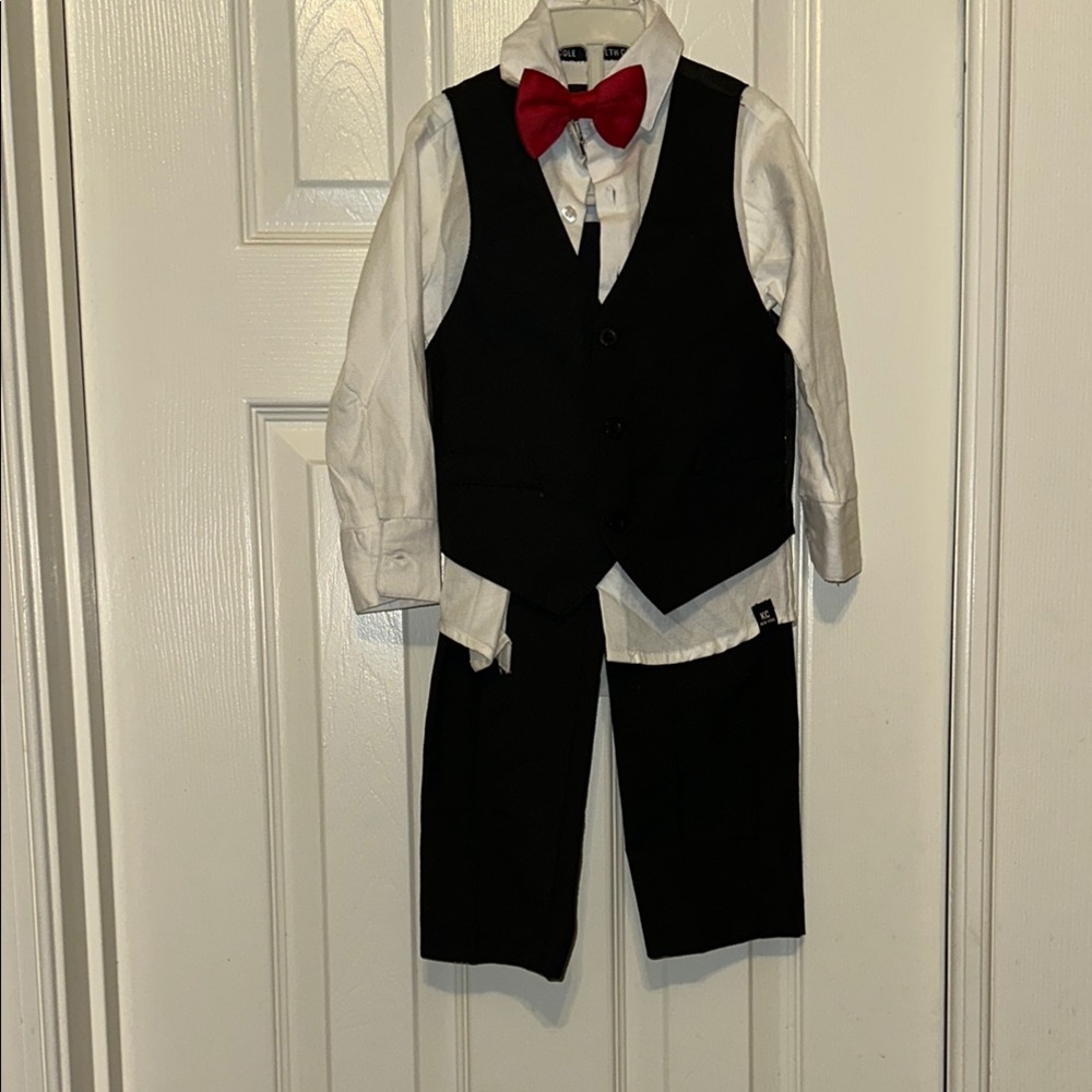 Kenneth Cole New York Kids Black and White Set with Red Bow Tie